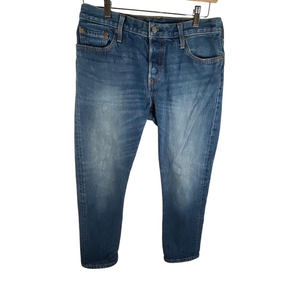 Levis 501 CT Jeans Mens 32x28 Blue Slim Tapered Denim Button Fly Stretch